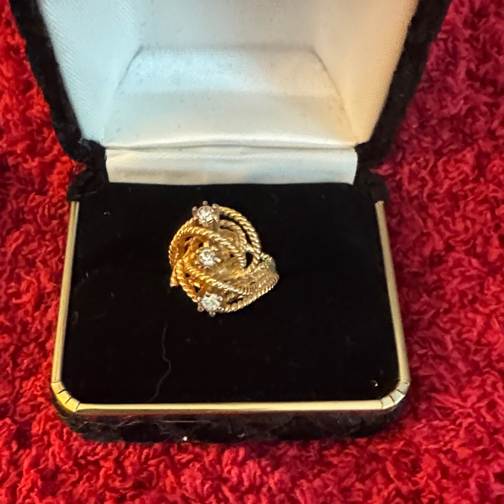 Elegant Gold and Silver Women's Ring. Cuz in 14 carat gold over silver